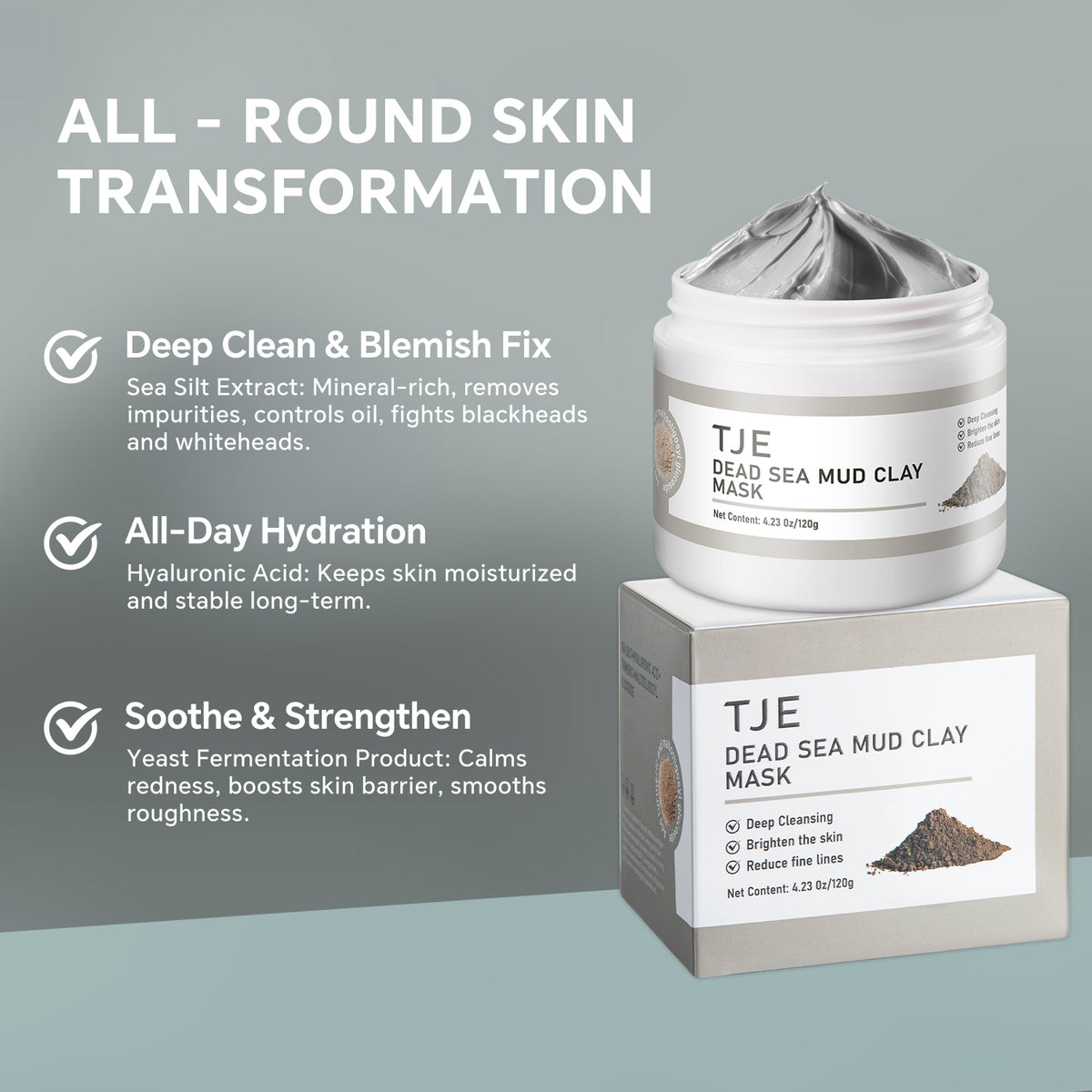 Dead Sea Mud Clay Mask jar – TJE Skincare