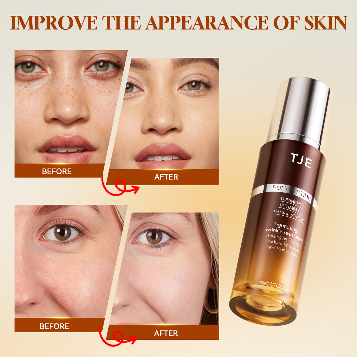 Applying Vitamin C Turmeric Face Serum to face