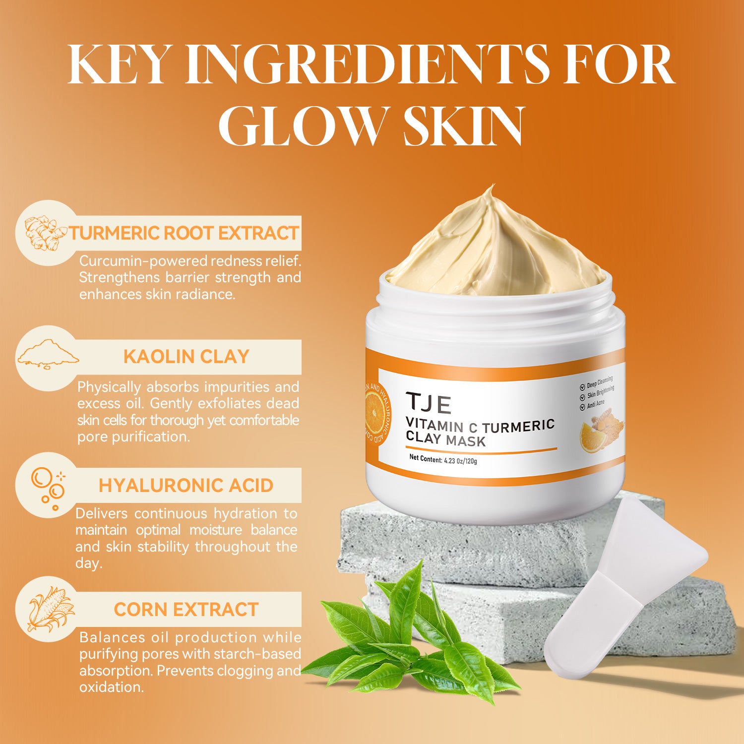 Vitamin C Turmeric Clay Mask jar – TJE Skincare