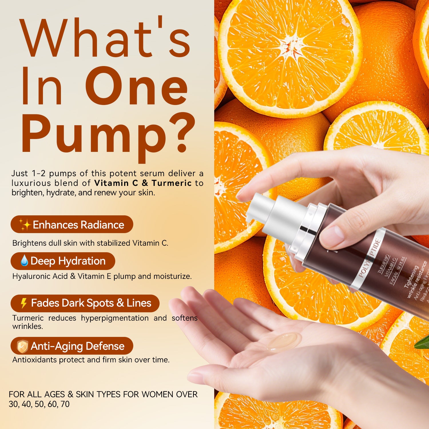 Applying Vitamin C Turmeric Face Serum to face