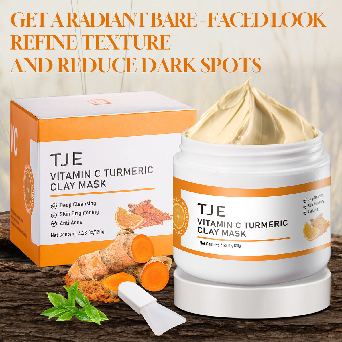 Vitamin C Turmeric Clay Mask jar – TJE Skincare