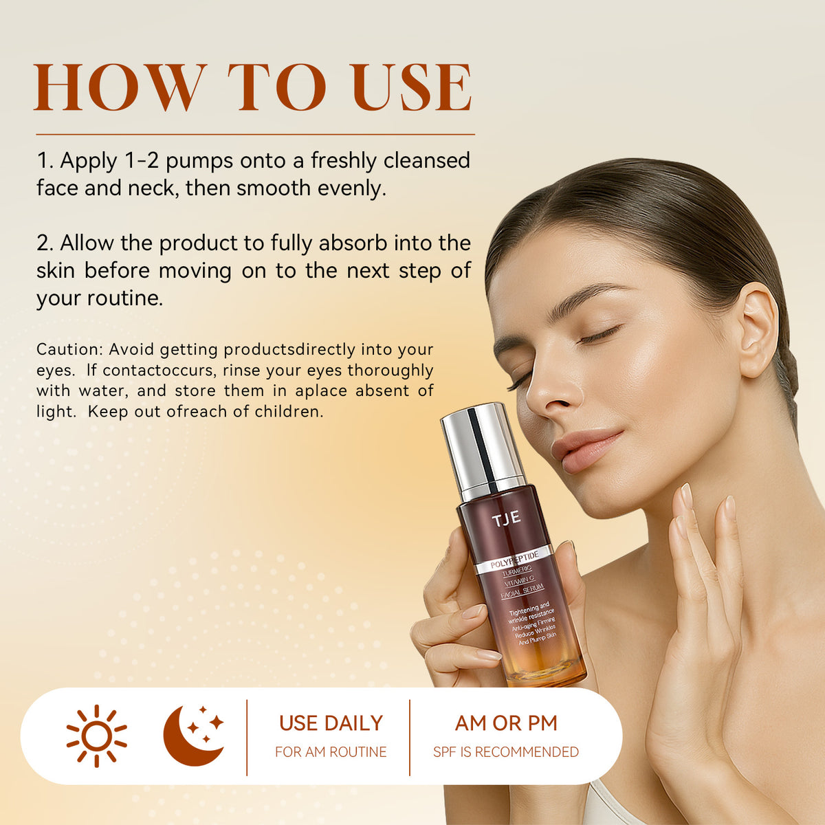 Applying Vitamin C Turmeric Face Serum to face